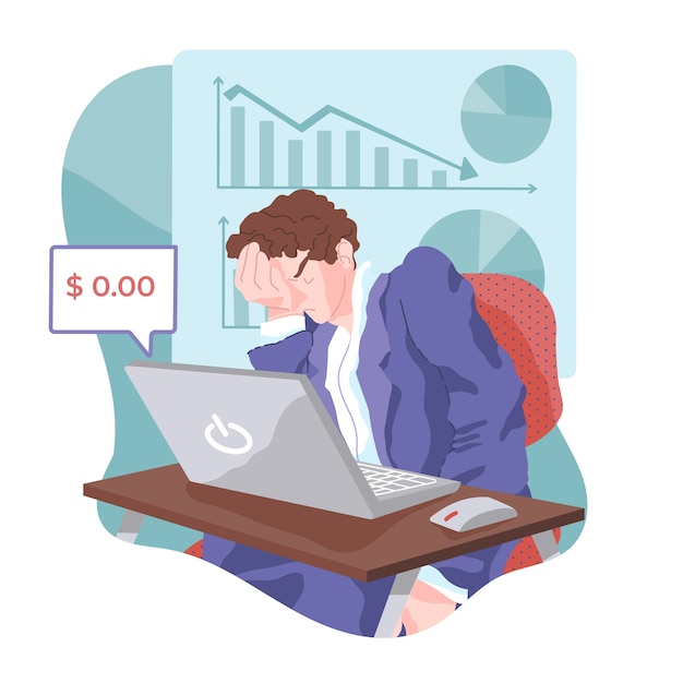 Free Vector flat design bankruptcy man losing his salary