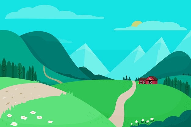 Flat design of beautiful landscape