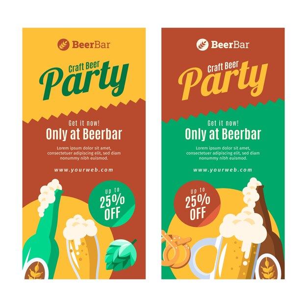 Flat design beer bar  vertical banner