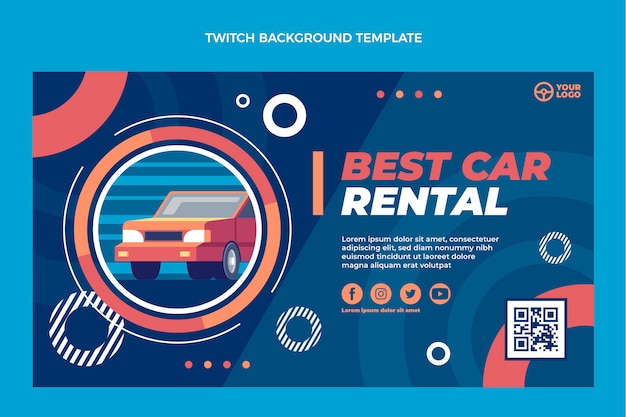 Flat design best car rental twitch background