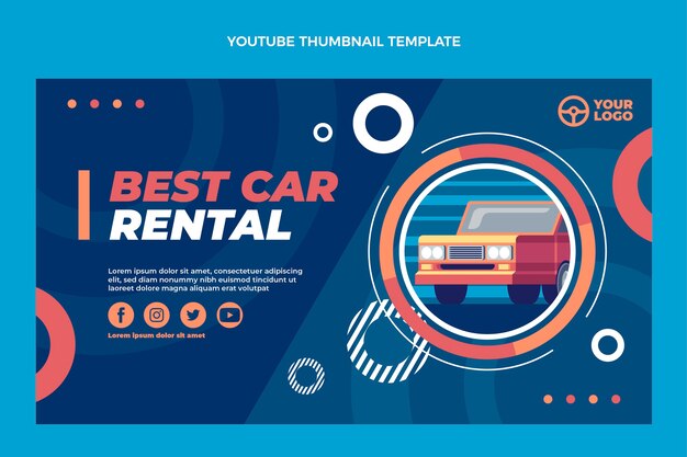 Flat design best car rental youtube thumbnail