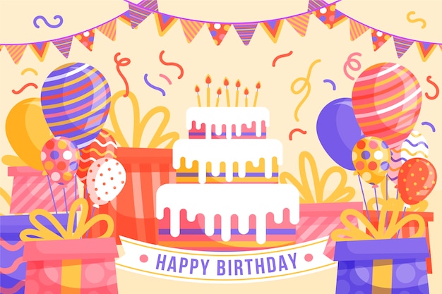 Free Vector flat design birthday background