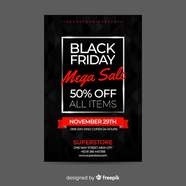 Flat design black friday flyer template