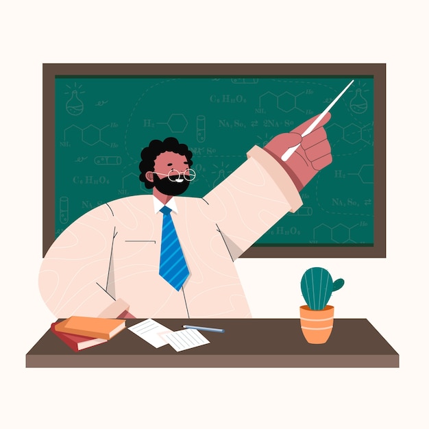 Free Vector flat design  black teacher clipart illustration