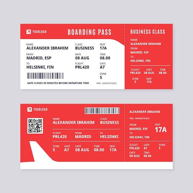 Free Vector flat design boarding pass template