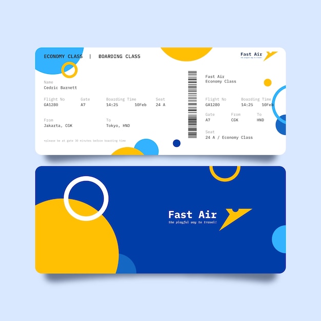 Free vector flat design boarding pass template