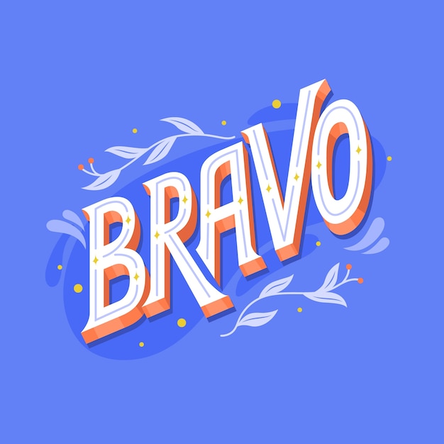 Flat design bravo lettering illustration