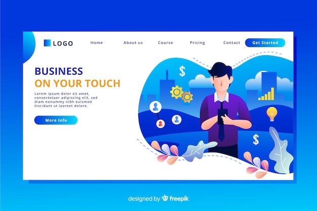 Free vector flat design business landing page with characters
