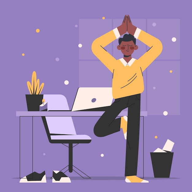 Flat design business person meditating