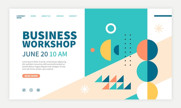 Free vector flat design business workshop landing page template