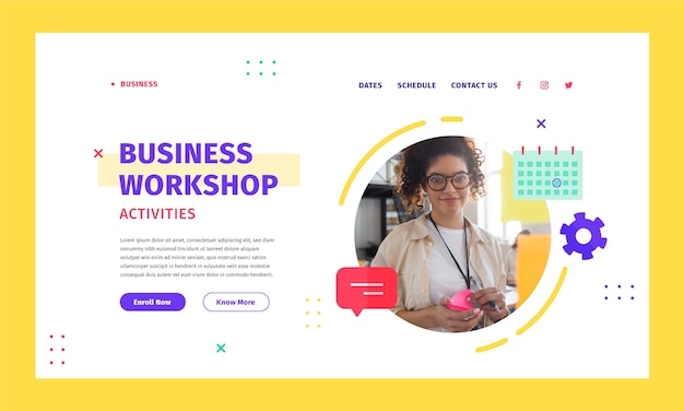 Flat design business workshop template design