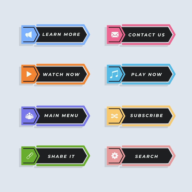 Free Vector flat design call to action button pack