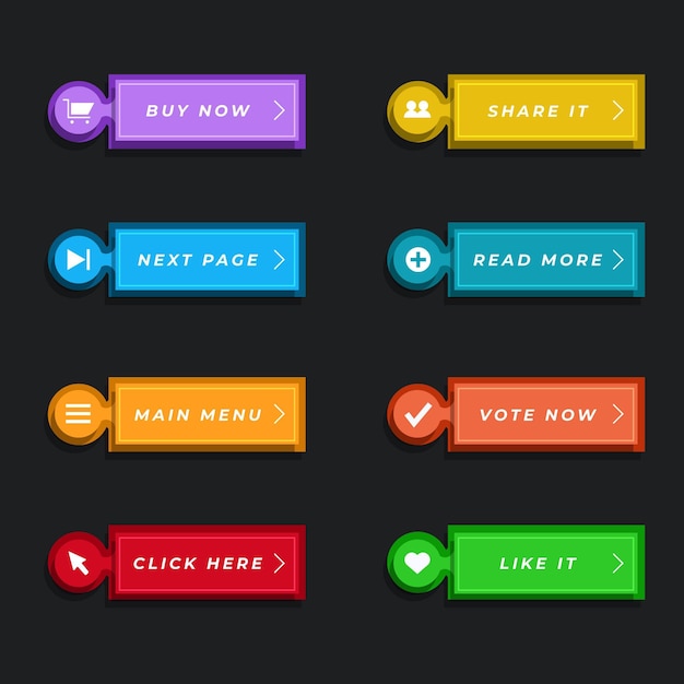 Free Vector flat design call to action button pack