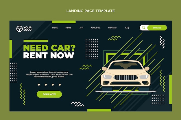 Free Vector flat design car rental landing page