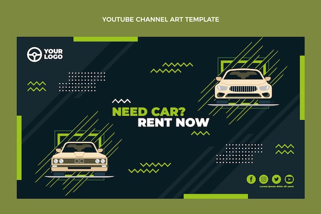 Free Vector flat design car rental youtube channel art