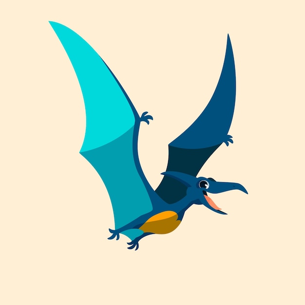 Free Vector flat design cartoon pterodactyl  illustration