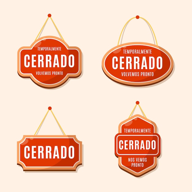 Free Vector flat design cerrado signboard pack