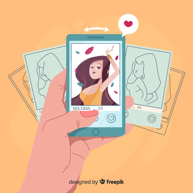 Flat design character on dating app