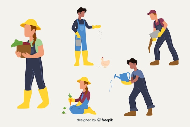 Free Vector flat design characters agricultural workers duties