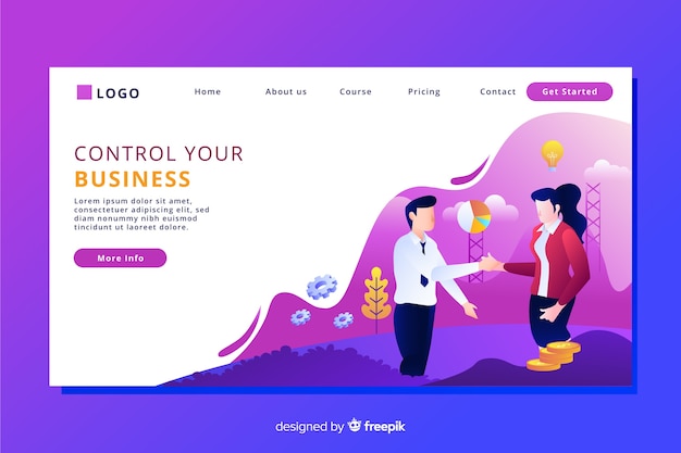 Free Vector flat design characters business landing page