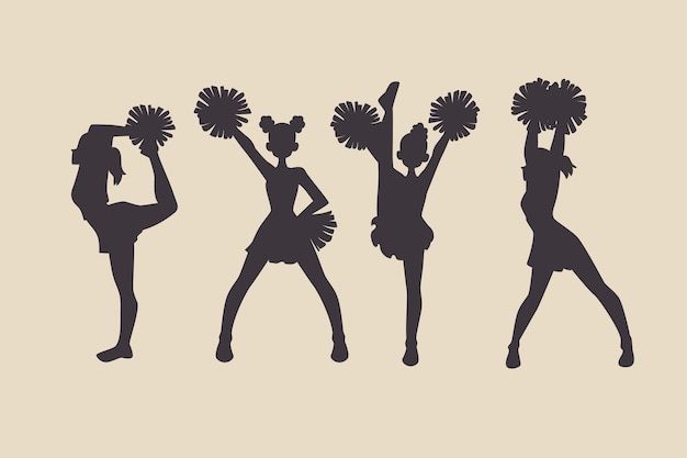 Free Vector flat design cheerleader silhouette set