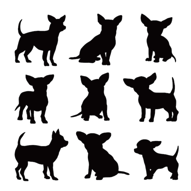 Free Vector flat design chihuahua silhouette illustration