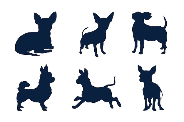 Free Vector flat design chihuahua silhouette illustration