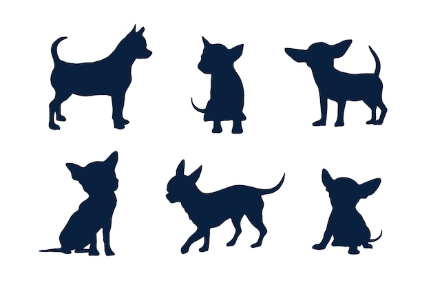 Free Vector flat design chihuahua silhouette illustration