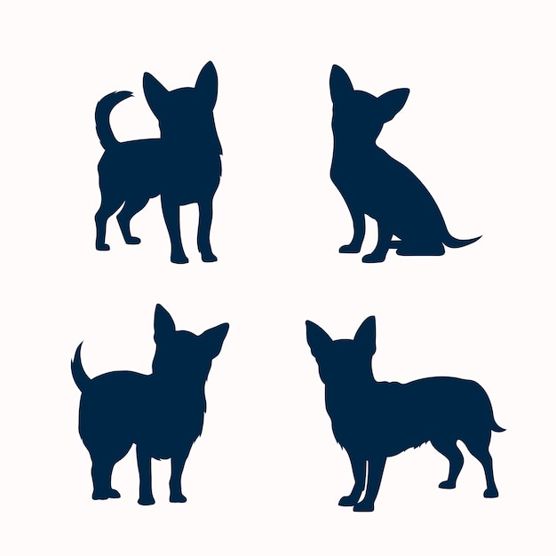 Free Vector flat design chihuahua silhouette illustration