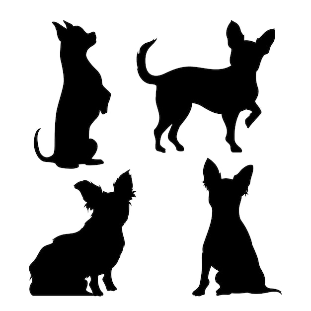 Free Vector flat design chihuahua silhouette illustration