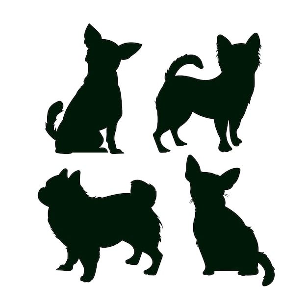 Free Vector flat design chihuahua silhouette