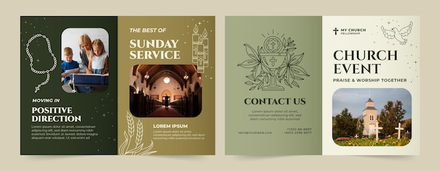 Flat design christian church brochure template