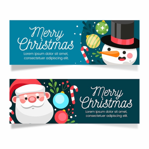 Flat design christmas banners set