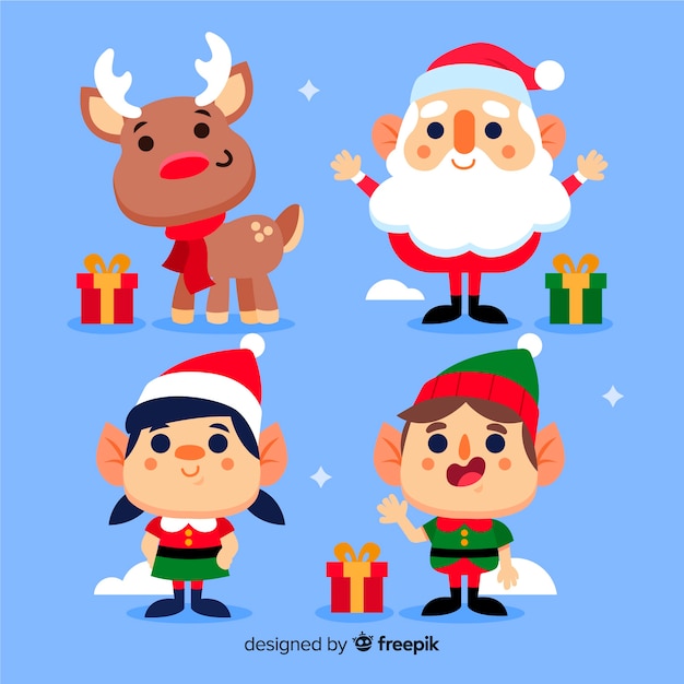 Free vector flat design christmas characters collection