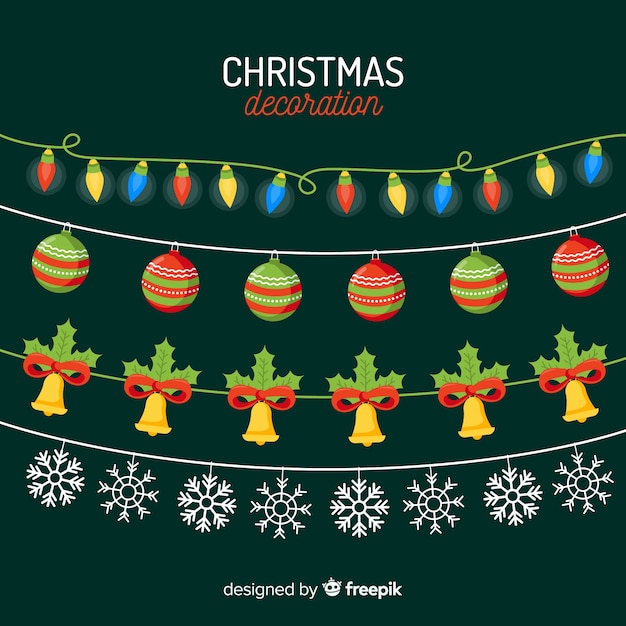 Free Vector flat design christmas decoration pack