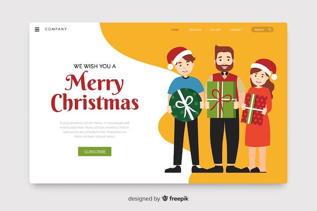 Free vector flat design christmas landing page template