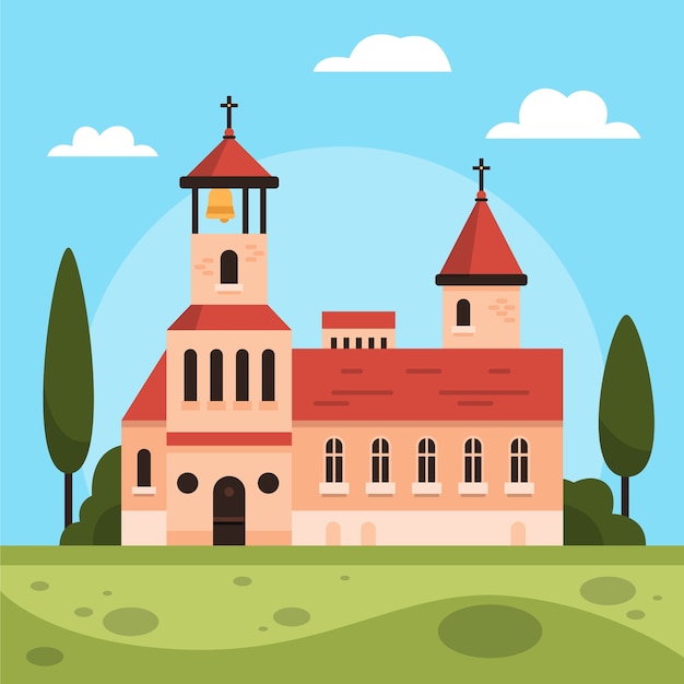 Free Vector flat design church building illustration