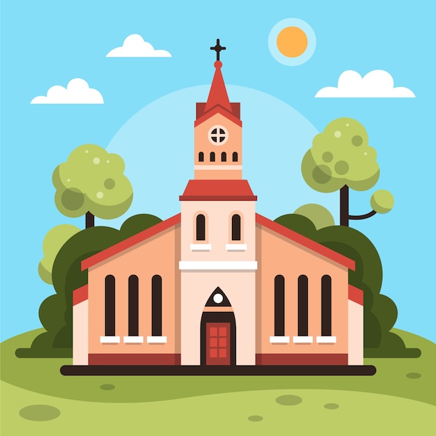 Free vector flat design church building illustration