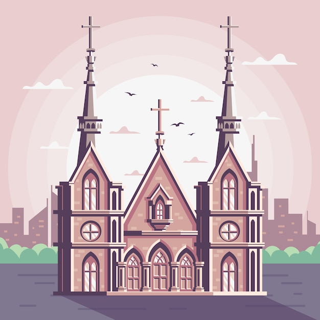 Free Vector flat design church building illustration