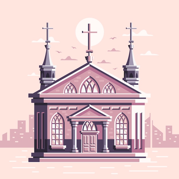 Free Vector flat design church building illustration