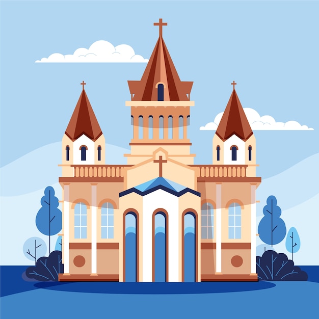 Free Vector flat design church building illustration