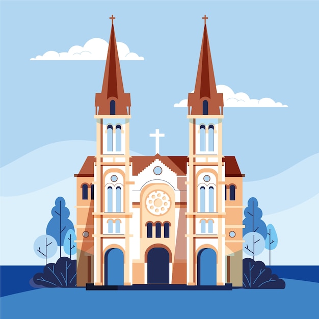 Free Vector flat design church building illustration