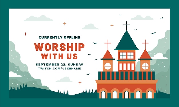 Free vector flat design church twitch background