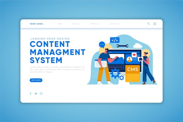 Free vector flat design cms landing page