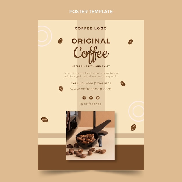 Flat design coffee shop poster template