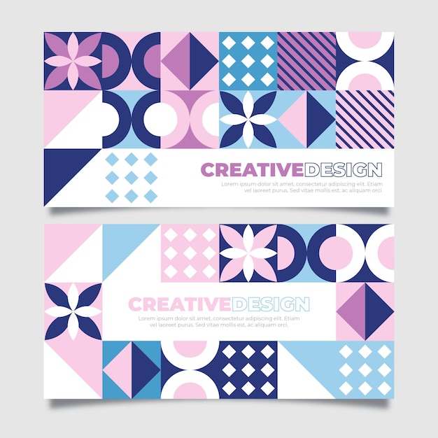 Free Vector flat design colorful mosaic banners