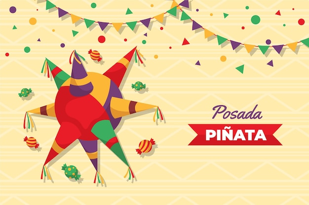 Flat design colourful posada pinata