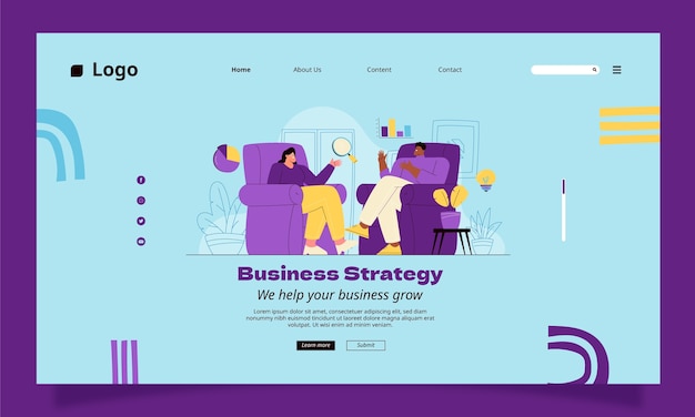 Free vector flat design consultancy landing page template