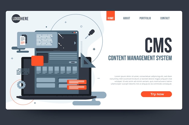 Free Vector flat design content management system web template