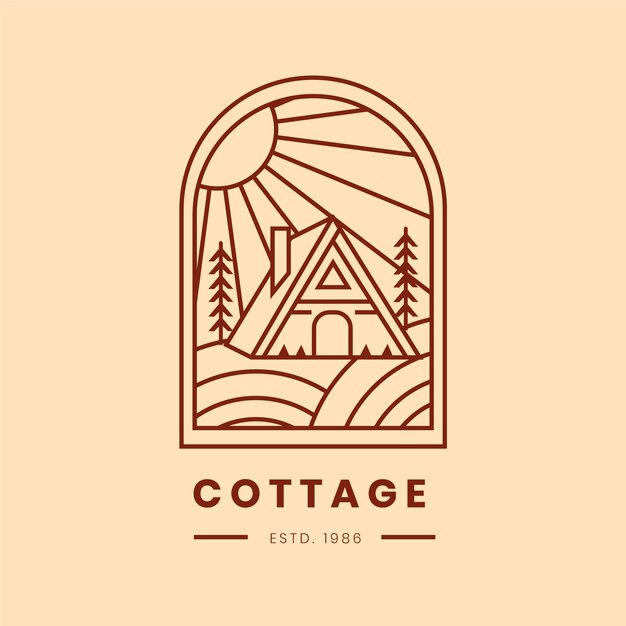 Flat design cottage logo template